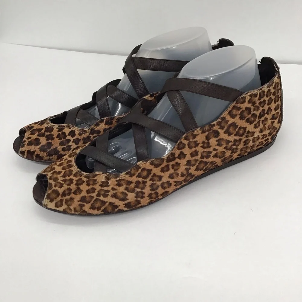 DONALD J PLINER Eike Italian Pony Hair Peep Toe Flat Casual Career Size 7N